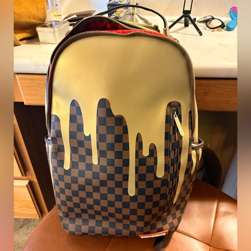 Sprayground Gold Checkered Backpack - Picture 8 of 8